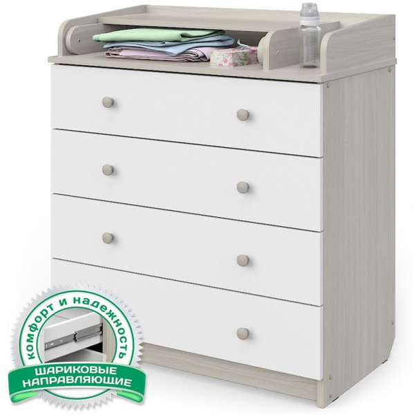 Детский комод Атон Сириус-2 804 ЛДСП (шимо светлый/белый)