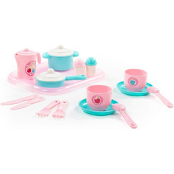 Набор игрушечной посуды Полесье Хозяюшка с подносом 80462 (на 2 персоны, в сеточке)