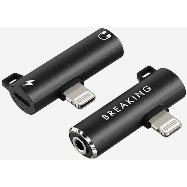 Адаптер Lightning - AUX 3.5мм + Lightning Breaking 24570 (черный)