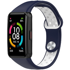 Ремешок Bingo Sport для Huawei/Honor Band 6/6 Pro (синий/белый)