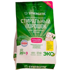 Стиральный порошок SYNERGETIC гипоаллергенный для цветного белья COLOR 3кг