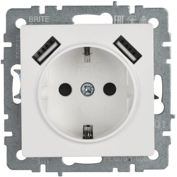 Розетка IEK Brite BR-R14-16-U21-D21-K01