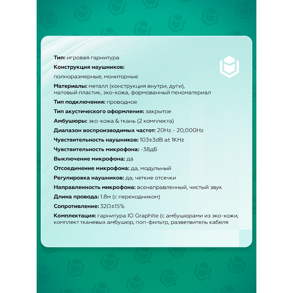Наушники IO by Red Square Graphite v2 io326 (бирюзовый/белый)