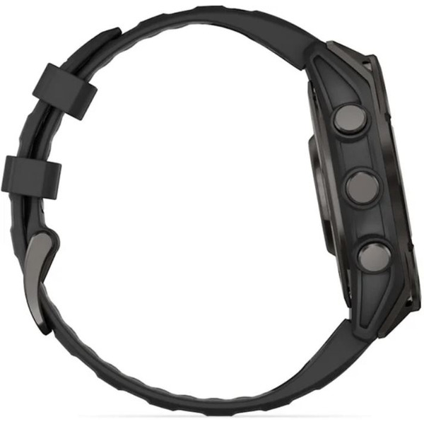 Умные часы Garmin Fenix 8 Sapphire, Titanium 47мм (угольно-черный DLC, пепельно-черный силиконовый ремешок)