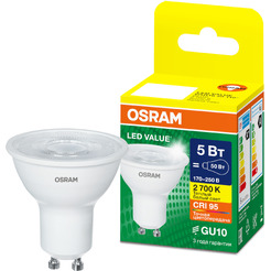 Лампа светодиодная OSRAM Value PAR16 5W 2700K GU10 LVPAR1650
