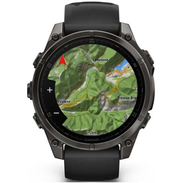 Умные часы Garmin Fenix 8 Sapphire, Titanium 47мм (угольно-черный DLC, пепельно-черный силиконовый ремешок)