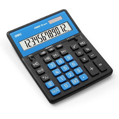 Калькулятор Deli EM888A (черный/синий)