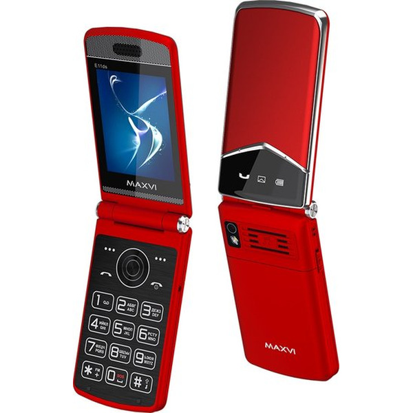 Кнопочный телефон Maxvi E11ds (красный/серебристый)