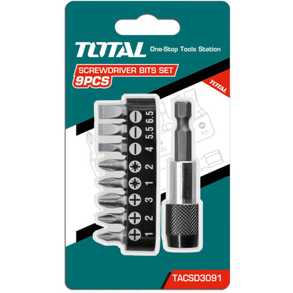 Набор бит с держателем TOTAL TACSD3091 (9 шт)