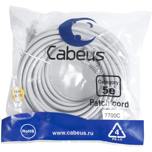 Кабель Cabeus PC-UTP-RJ45-CAT.5E-15M