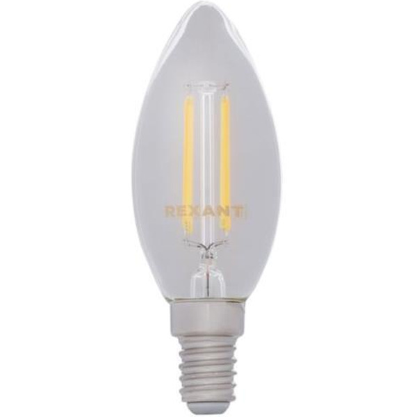 Лампа филаментная REXANT 604-084 Свеча CN35 7,5Вт 600Лм 4000K E14 прозрачная колба