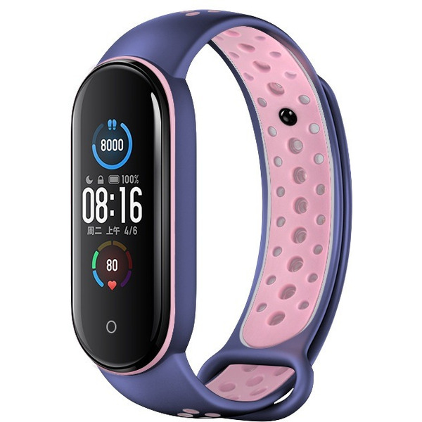 Ремешок Bingo Sport для Xiaomi Mi Band 5/6 Синий с розовым