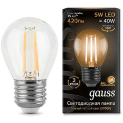 Лампа Gauss LED Filament Globe 5W E27 2700K (105802105)