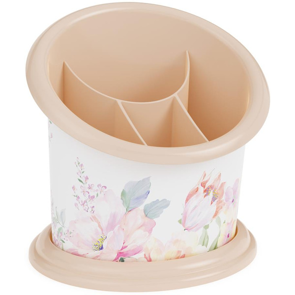 Сушилка для столовых приборов Альтернатива Цветочный блюз М2267 (белый/розовый)