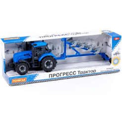 Трактор Полесье Прогресс с плугом 91291 (синий)