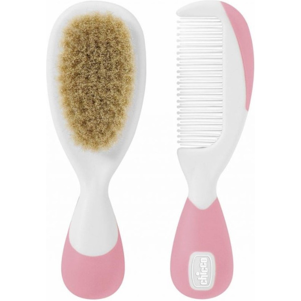 Набор расчесок детский CHICCO Расческа и щётка с натуральными щетинками, 0 мес+ 320611037 (розовый)