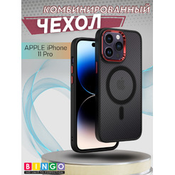 Бампер Bingo Metal Metal Magnetic Carbon iPhone 11 Pro Красный