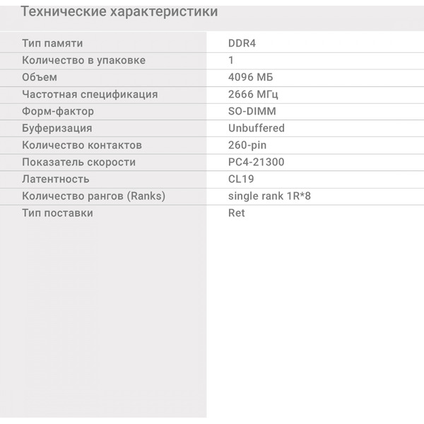 Оперативная память Digma 4ГБ DDR4 SODIMM 2666 МГц DGMAS42666004S
