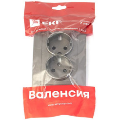 Лицевая панель EKF для двухместной розетки Валенсия 16А (графит)