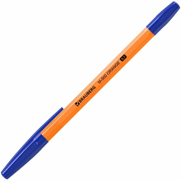 Ручки шариковые Brauberg M-500 Orange, узел 0,7мм, линия 0,35мм, набор 4 шт (143950) синие