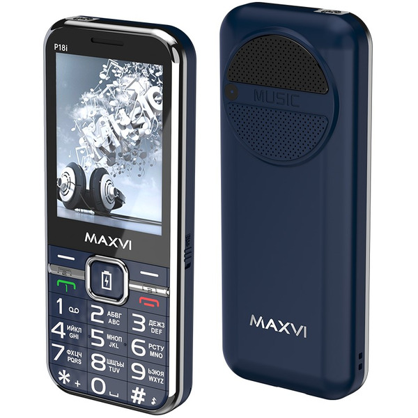 Мобильный телефон Maxvi P18i +ЗУ WC-114 (синий)