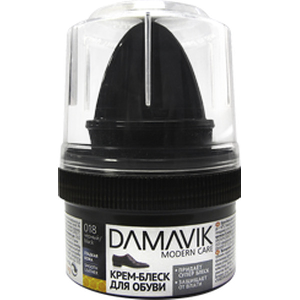 Крем-блеск для обуви с губкой DAMAVIK 50мл. черный 9306-018