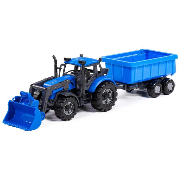 Трактор Полесье Прогресс с прицепом и ковшом 91833 (синий)