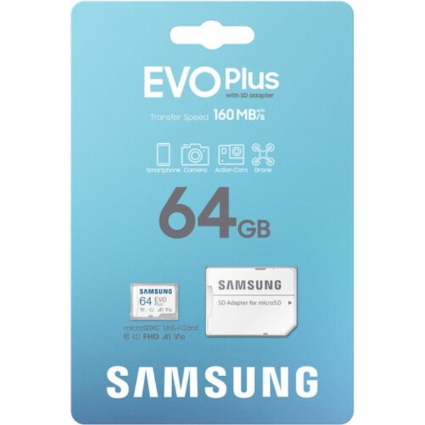 Карта памяти Samsung EVO Plus microSDXC 64GB MB-MC64SA (с адаптером)