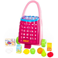 Тележка игрушечная Полесье Забавная с набором продуктов 67944