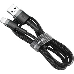 Кабель Baseus CALKLF-AG1 (cafule For lightning 2.4A 0.5M, серый+черный)