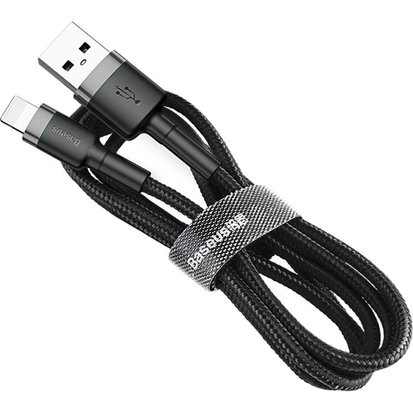 Кабель Baseus CALKLF-AG1 (cafule For lightning 2.4A 0.5M, серый+черный)