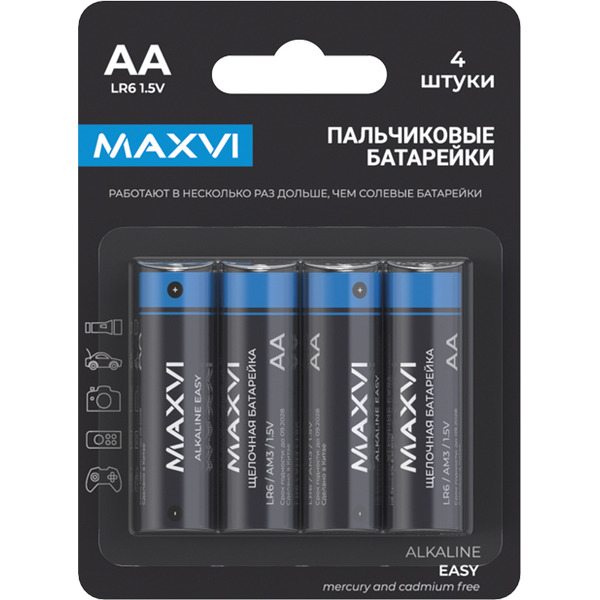 Щелочная батарейка Maxvi MBLR6ES4 AA, alkaline, 4 шт