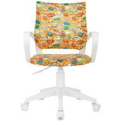 Кресло Бюрократ BUROKIDS 1W (ткань, оранжевый бэнг,корпус белый)