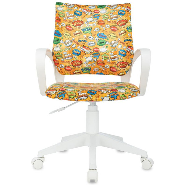 Кресло Бюрократ BUROKIDS 1W (ткань, оранжевый бэнг,корпус белый)