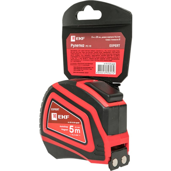 Рулетка EKF Expert РС-10 Autostop Магнит rs-10-5-25-quad (5мx25мм)