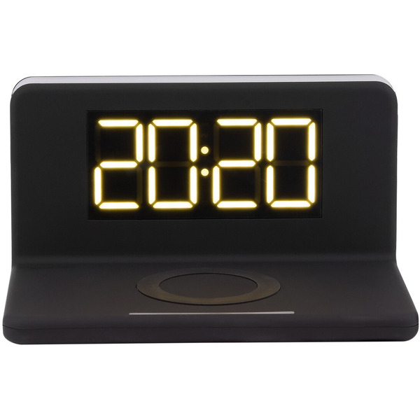 Часы-будильник с быстрой беспроводной зарядкой и ночником EVOLUTION QWC-101 (черный)