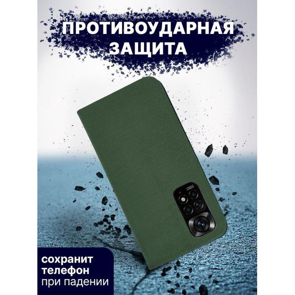 Чехол-книга Bingo New Shell для XIAOMI Redmi Note 11S 5G/Note 11T 5G/POCO M4 Pro 5G Зеленый