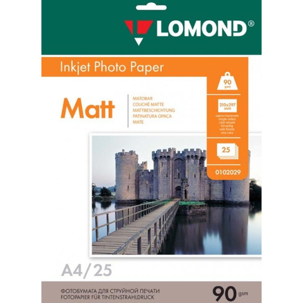 Фотобумага Lomond Матовая А4 90 г/кв.м. 25 листов (0102029)