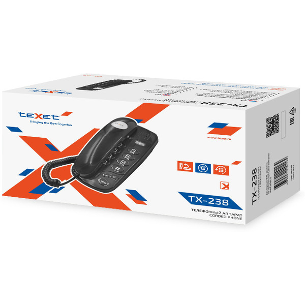 Проводной телефон TeXet TX-238 (черный)