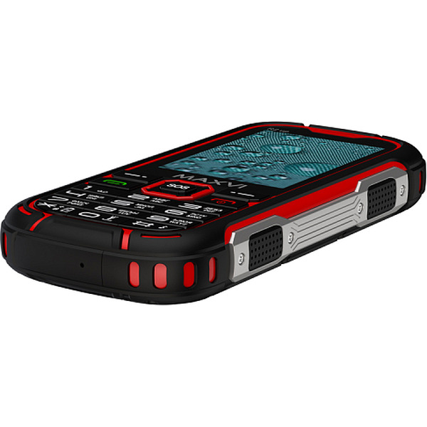 Мобильный телефон Maxvi R2 up + ЗУ WC-112 (черный/красный)