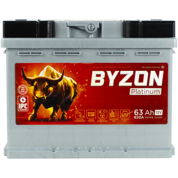 Автомобильный аккумулятор BYZON 63 Ah Platinum R+ BYZ630P