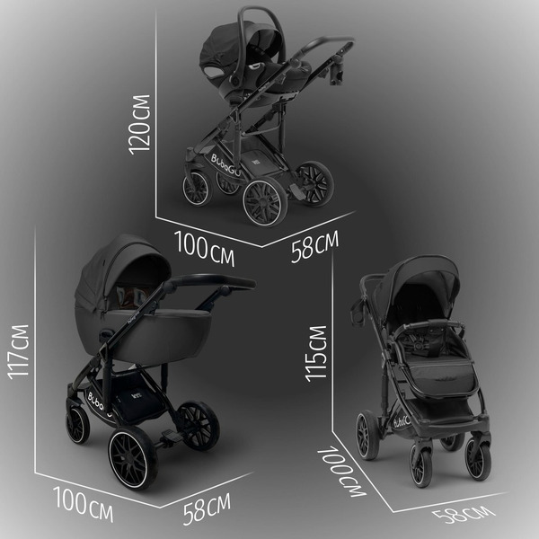 Детская универсальная коляска Bubago Pellegrino 3 в 1 BG 163-1 (черный)