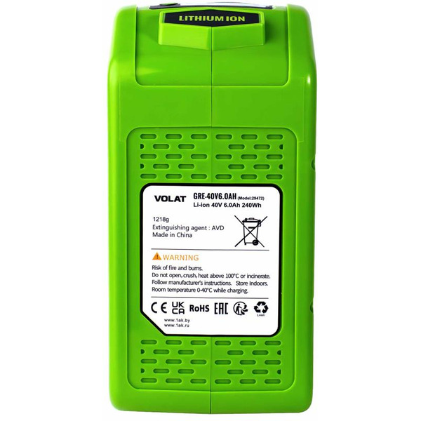 Аккумуляторная батарея VOLAT для Greenworks 40.0V 6.0AH (Li-ion)