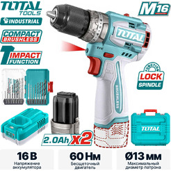 Ударная дрель-шуруповерт Total TOSLI241199 (с 2-мя АКБ, кейс)