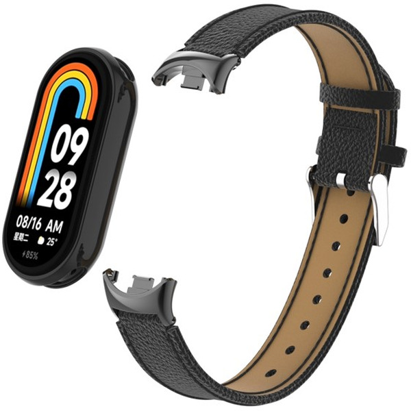 Ремешок Bingo Leather Litchi для XIAOMI Mi Band 8 Черный