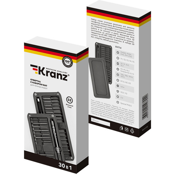 Набор отверток прецизионных Kranz KR-12-4752 (30 предметов)