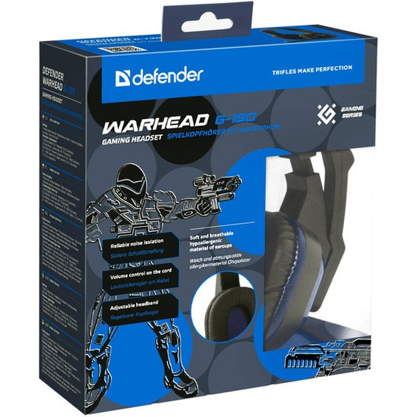 Гарнитура игровая DEFENDER Warhead G-190, синий+черный