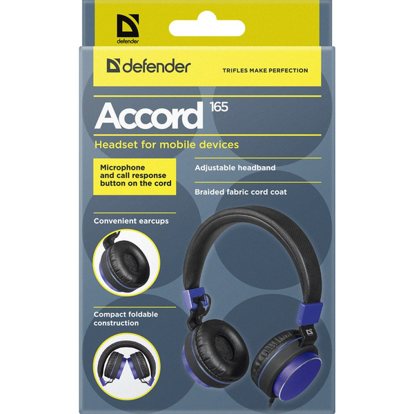 Гарнитура для смартфонов Defender Accord 165 (черный/синий)