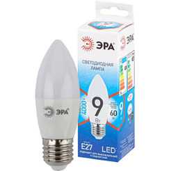 Лампа светодиодная ЭРА QX LED-9 Вт-В35-4000K-E27  (арт.B35-10W-840-E27) 10/100