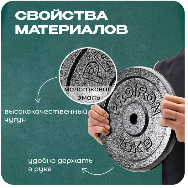 Набор чугунных дисков Proiron НЧД2100 (2 х 10 кг)